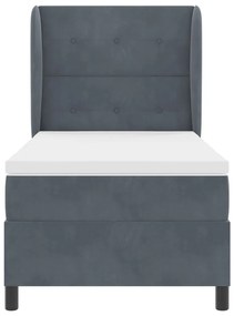 Boxspring Ágy Matracról Sötétszürke 100x200 cm Bársony