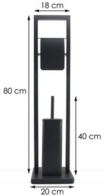Erga Barca, WC papír és WC kefe tartó 20x20x80 cm, fekete matt, ERG-YKA-PD.BARCA FB