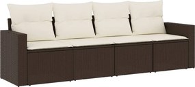 vidaXL 4 részes barna polyrattan kerti ülőgarnitúra párnákkal