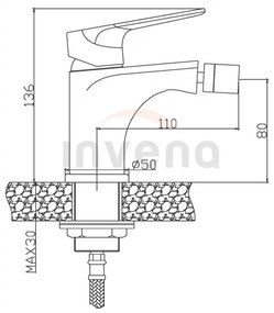 Invena Dokos, bidé csaptelep, króm, INV-BB-19-001-V