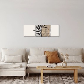 Kép - Absztrakció trópusi levelekkel N⁰1 (órával) (90x30 cm)