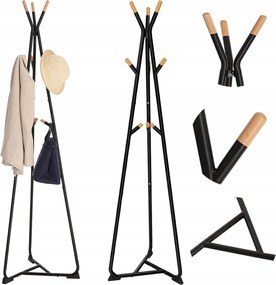 Akasztós Álló Ruhaállvány Stabil Alap Fekete bükk Loft