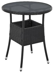 Juskys Yoro kerek rattan asztal Ø60 cm - fekete