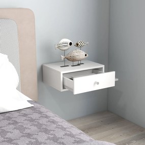 HOMCOM 2 db fali éjjeli szekrény - 2 db éjjeli asztal - oldalsó polc és fiók - 55L x 30W x 15H cm - Fehér fa | Aosom