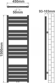 AQUAMARIN Fürdőszoba radiátor 1500 x 450 mm