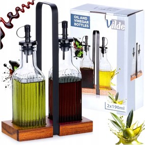 Olíva- és ecetpalackok Vilde 2 x 190 ml Üveg Állvánnyal