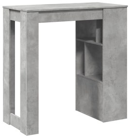 betonszürke szerelt fa tárolórekeszes bárasztal 102x50x103,5 cm