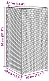 barna polyrattan kerti ültetőláda 40x40x80 cm