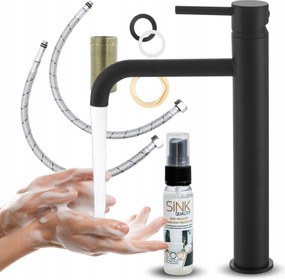 Fürdőszobai csaptelep álló mosdó csaptelep pultra magas fekete Impre 30