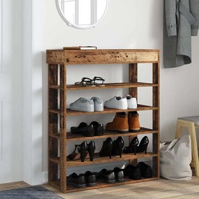 antik fa szerelt fa cipőtartó 80x30x98 cm