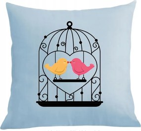 Valentin napi párna párnahuzat Madárkák a ketrecben