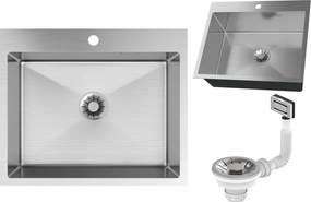 Egymedencés Acél Mosogató SILVO60 Króm Konyhai Ezüst Szifon Lux