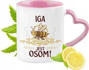 Igi bögre rózsaszín, szív alakú füllel Kávé ajándék