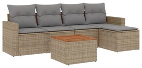 vidaXL 6 részes bézs polyrattan kerti ülőgarnitúra párnával