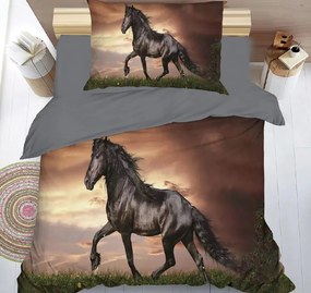 3D mikroszálas ágyneműhuzat LÓ barna Ágyneműhuzat mérete: 70 x 90 cm | 140 x 200 cm