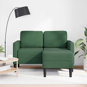 sötét zöld vászon 2 üléses kanapé L-alakú kanapéval 125 cm