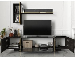 TV szekrény Veyron - Black, Gold