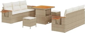 vidaXL Kerti Kanapé Szett párnával 11 pcs Beige és krém polirattan