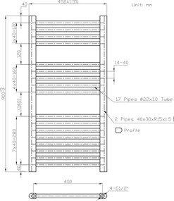 Novaservis - Fürdőszobai törölközőszárító radiátor 365W/230V 90x45 cm fehér, egyenes kivitel