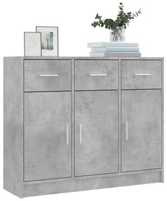 betonszürke szerelt fa tálalószekrény 91x28x75 cm