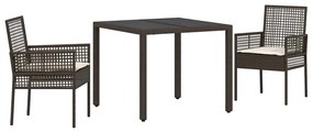 vidaXL Kert étkező szett 3 pcs Barna polirattan