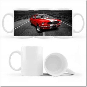 Nyomott mintás bögre piros Ford Mustang Usa