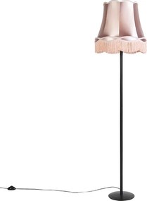 Retro állólámpa fekete nagyi lámpabúrával rózsaszínben 45 cm - Simplo