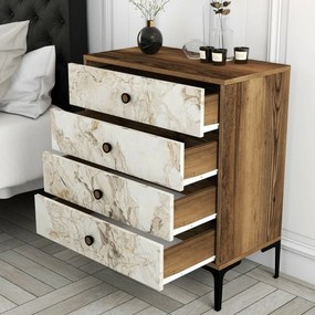 Lizbon White and Walnut komód