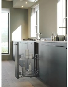 Konyhai fémrács, 200mm, fenéklapra szerelhető, ezüst szürke, teljes kihúzás, csillapított záródás, rejtett fióksín, 2 kosár SIGE, Green Line 003