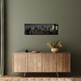 Egy éjszakai metropolisz képe (órával) (90x30 cm)