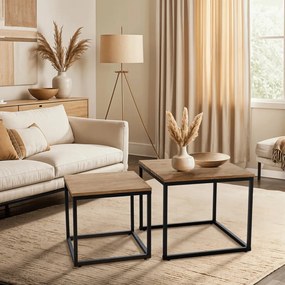 Zestaw Stolików CARMI Dąb Złoty/Czarny