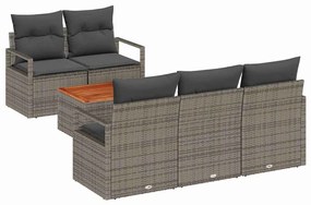 vidaXL Kerti Kanapé Szett párnával 6 pcs Szürke polirattan