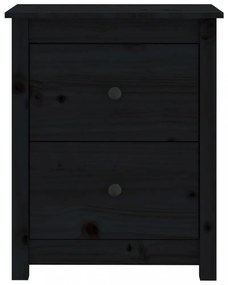 fekete tömör fenyőfa éjjeliszekrény 50x35x61,5 cm