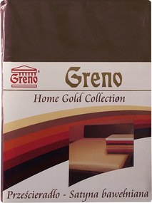 Szatén Lepedő 160x210 Greno Pamut Szatén Barna