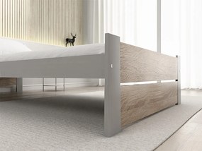 Ágy IKAROS DOUBLE 90 x 200 cm, sonoma tölgy/szürke Ágyrács: Léces ágyrács, Matrac: Coco Maxi 20 cm matrac