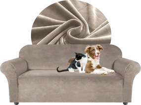 Kanapéhuzat Sarokgarnitúrára Bézs Cappuccino Velúr Rugalmas 145-185 cm