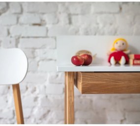 Luka fehér íróasztal kőrisfa lábakkal, hossz 65 cm - Ragaba