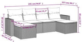 6 részes bézs polyrattan kerti ülőgarnitúra párnával