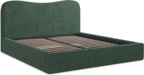 Zöld kárpitozott ágyneműtartós franciaágy ágyráccsal 140x200 cm Kahai – Makamii