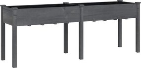 vidaXL szürke tömör fenyőfa kerti ültetőláda béléssel 203x53x76 cm