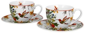 Kolibri madaras porcelán teás készlet fémszűrővel - 2 személyes - 270/900 ml