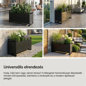 Alacsony fém virágcserép-burkolat, antracit, 1000x430x380 mm: MARGARET