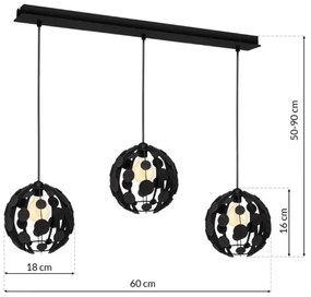 Csillár GAIA 3xE27 / 60W / 230V fekete / barna