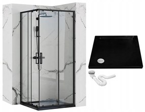 Rea Punto, zuhanykabin 80x80cm + fekete Savoy zuhanytálca, KPL-K1013