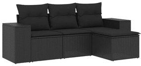 vidaXL 4 részes fekete polyrattan kerti ülőgarnitúra párnákkal