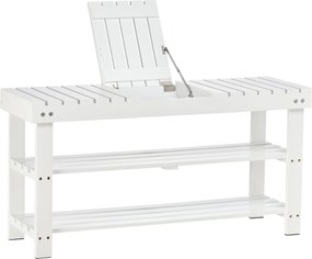 HOMCOM Cipőpad, 3-szintes Fa Cipőszekrény Tárolópolccal és Rejtett Rekesszel, Előszobai Pad, 90 x 29 x 45 cm, Fehér | Aosom