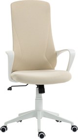 Vinsetto forgószék – állítható magasság, dönthető funkció, párnázott magas háttámla és fix karfák, bézs (62 × 56 × 110–119,5 cm) | Aosom