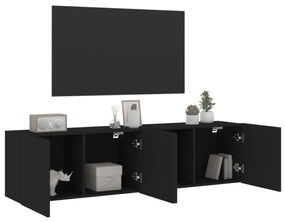 2 db fekete falra szerelhető TV-szekrény 80 x 30 x 41 cm