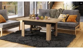 Bővíthető ROY konferencia/étkezőasztal emelhető lappal, craft tölgy/fekete