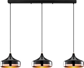 Yildo L-253-1 fekete fém függőlámpa, 146 x 36 cm, 3 izzós
